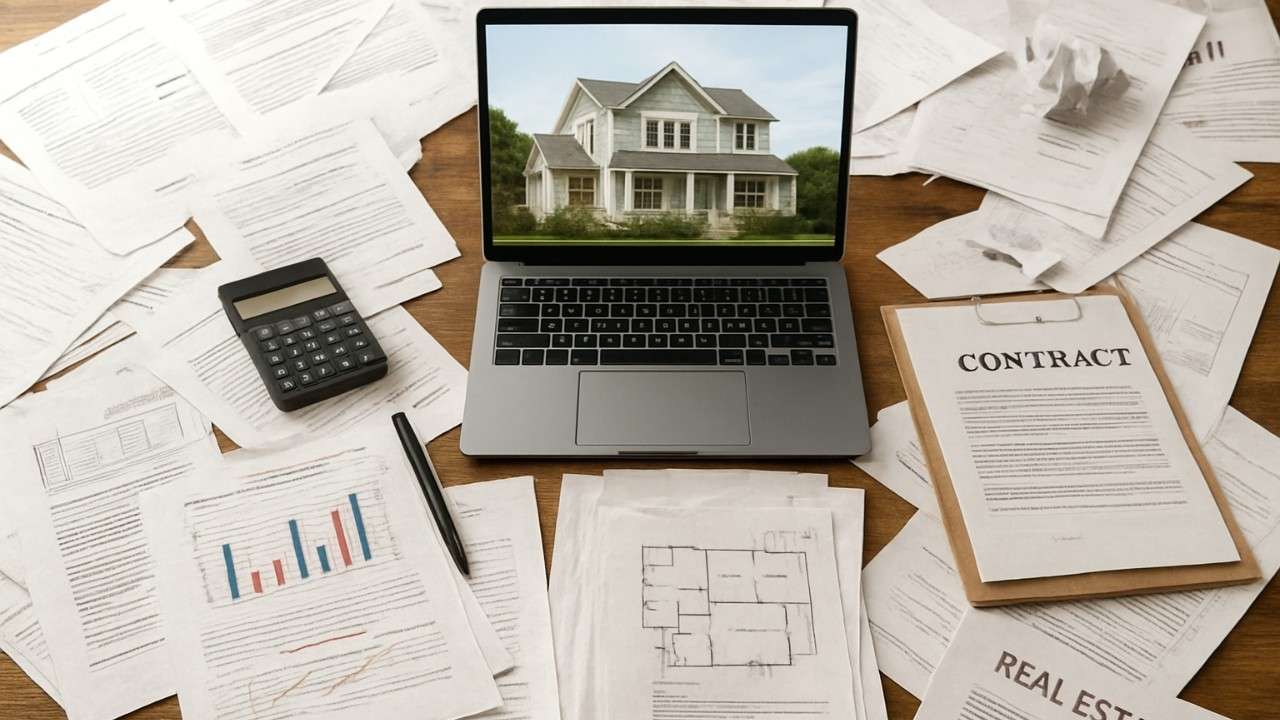 Paperwork showing the challenges real estate agents face in managing real estate transactions manually