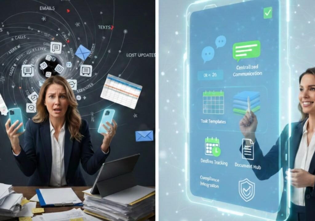 Agent resolving real estate workflow bottlenecks by replacing paper clutter with transaction management software