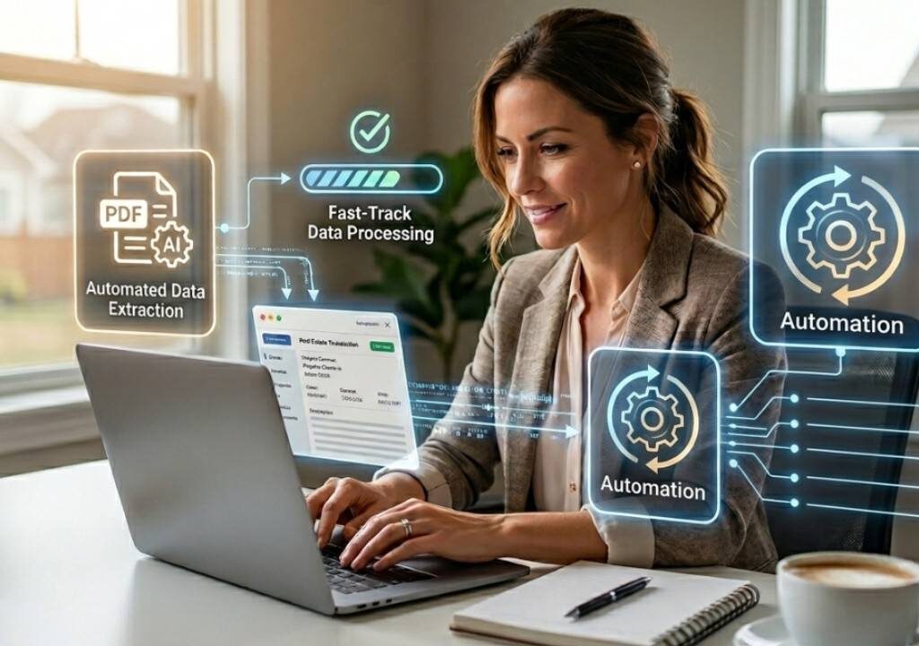 Real estate agent using AI automation to streamline transaction management workflows and reduce manual data entry