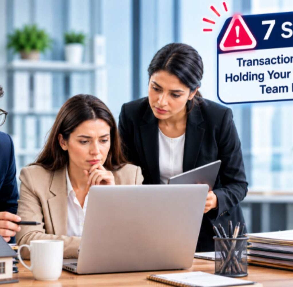 Real estate team collaborating to fix transaction processes holding them back.