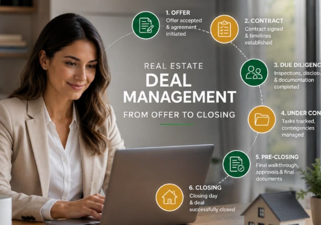 Agent streamlines real estate deal management from offer to closing.
