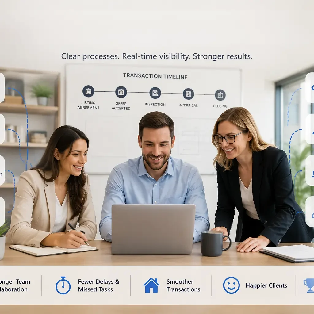 Real estate team using transaction management software to stay organized.