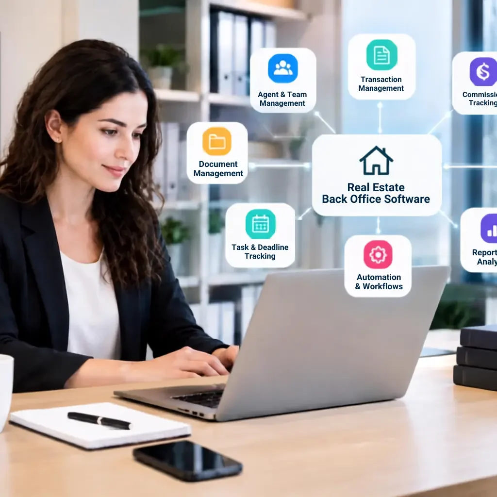 Brokerage owner using real estate back office software to streamline brokerage operations.
