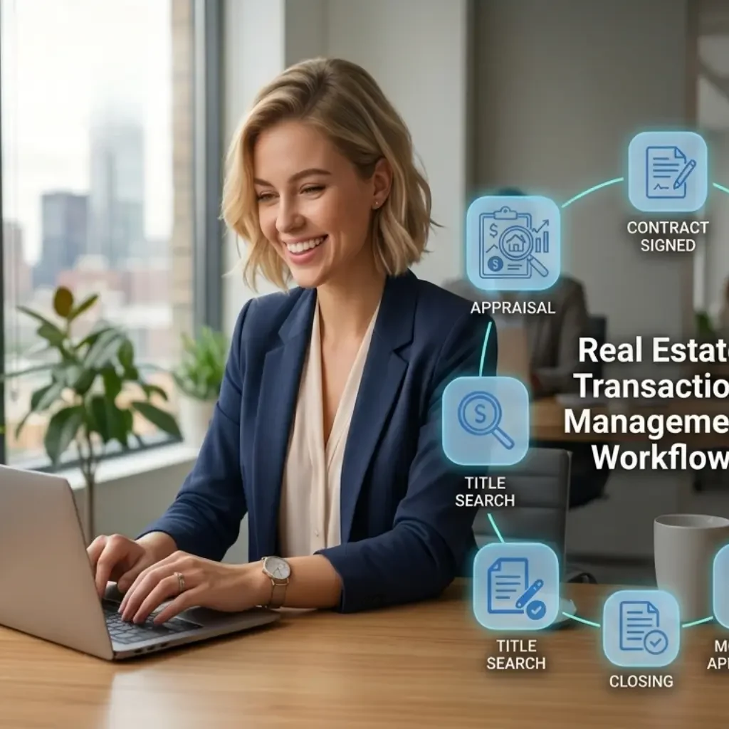 Real estate agent using a transaction management template to streamline workflow.