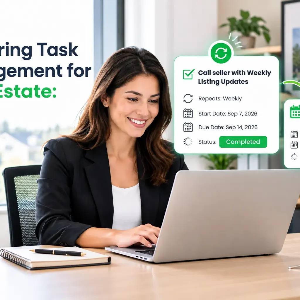 Real estate professional using Trackxi for recurring task management to streamline workflow.
