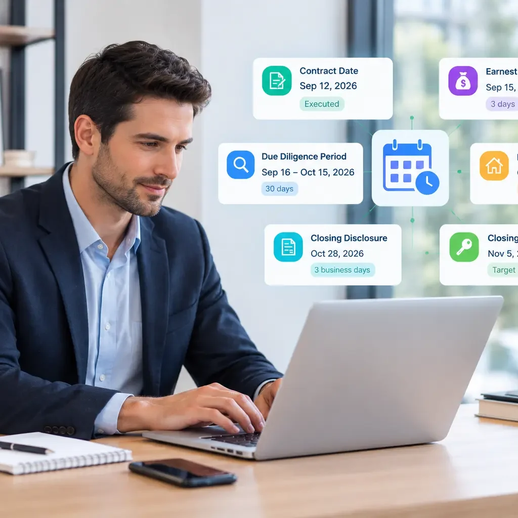 Real estate agent tracking transaction dates and deadlines to keep transactions moving.